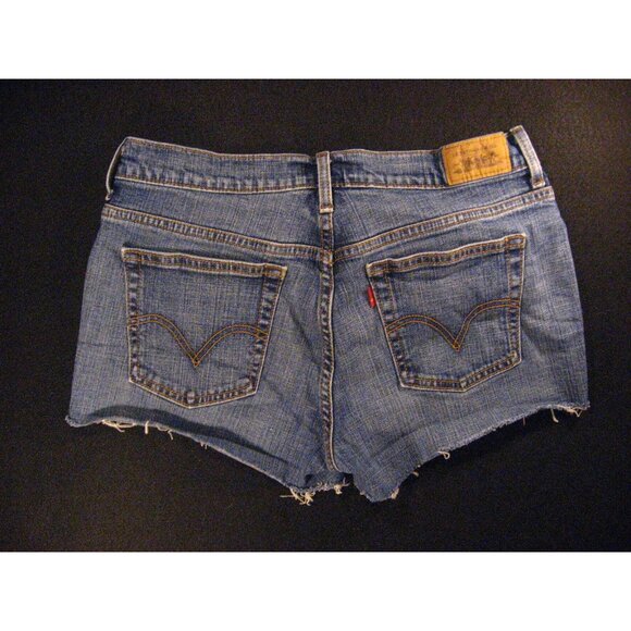 LEVIS 505 CUTOFF JEANS SHORTS Womans 8 Blue Denim Red Tab Daisy Dukes Athletic - Picture 2 of 9